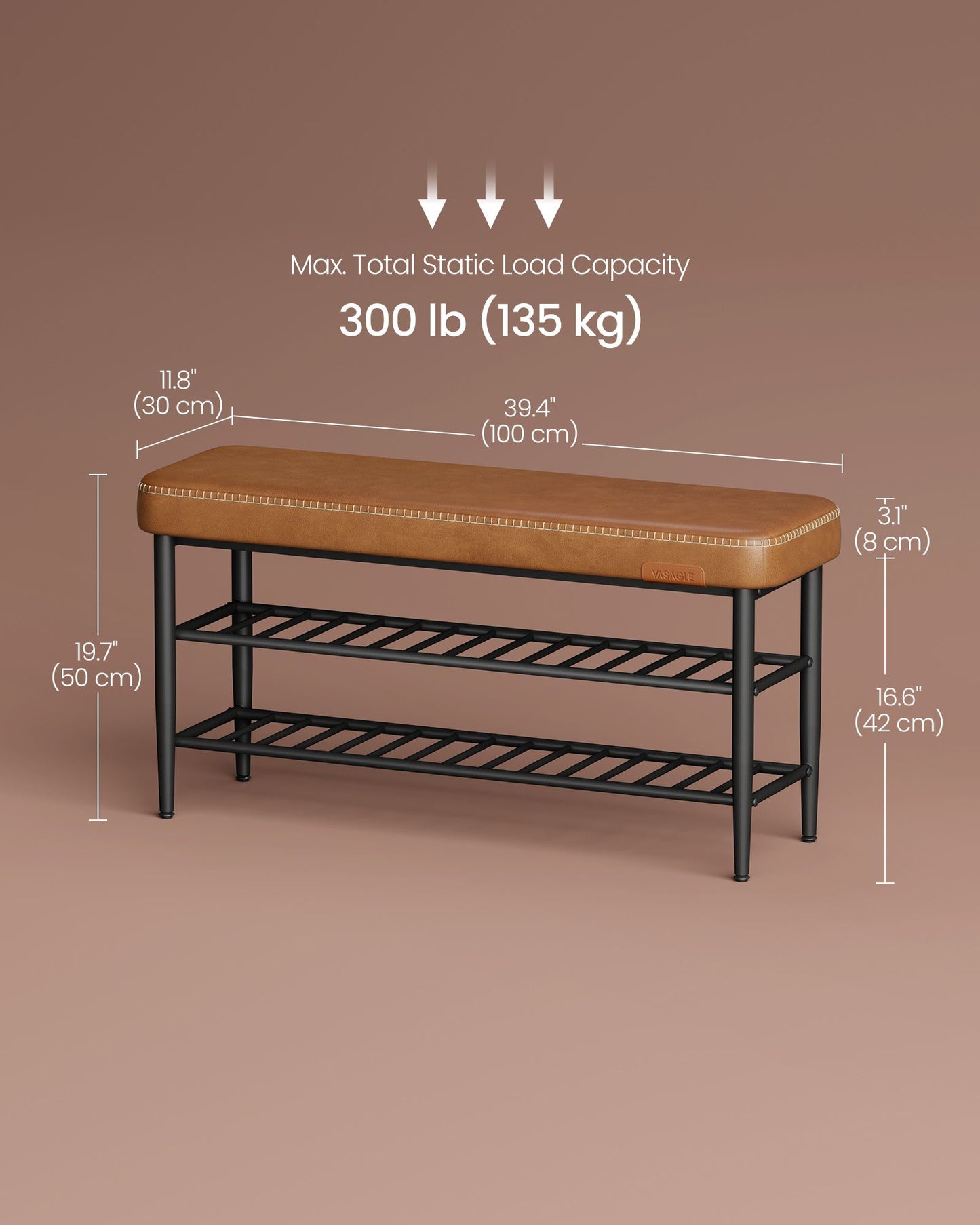 EKHO Collection - Shoe Bench with Metal Shelves - HWLEXTRA 