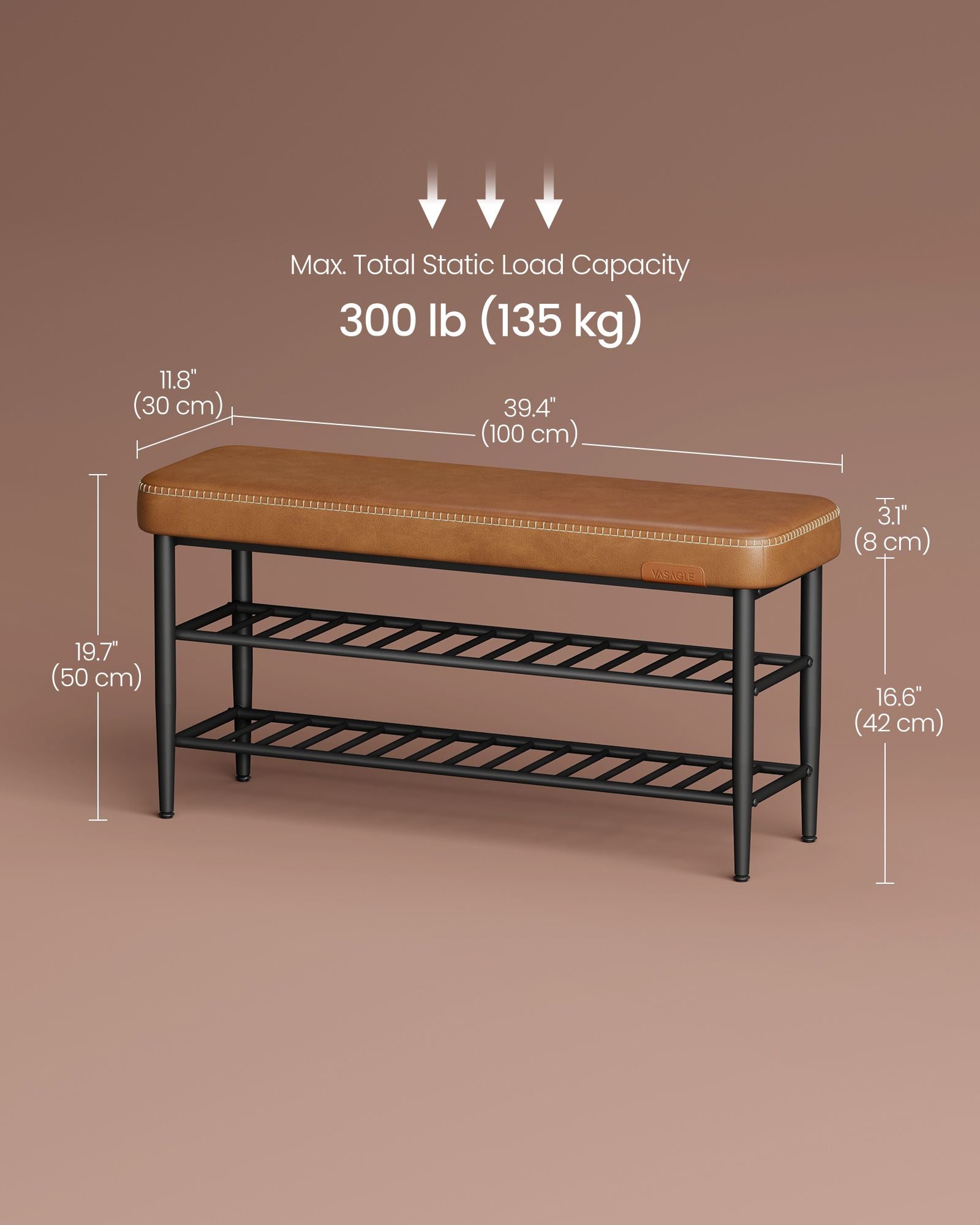 EKHO Collection - Shoe Bench with Metal Shelves - HWLEXTRA 