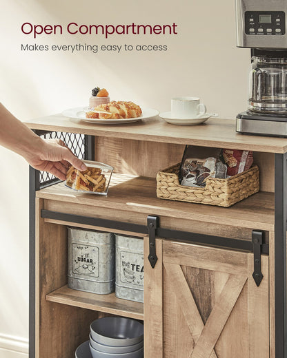 Buffet Cabinet with Open Compartment, Sliding Barn Door - image 6