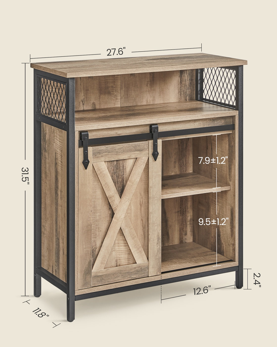Buffet Cabinet with Open Compartment, Sliding Barn Door - image 10