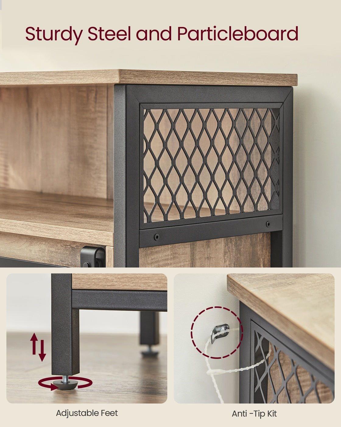 Buffet Cabinet with Open Compartment, Sliding Barn Door - image 7