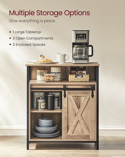 Buffet Cabinet with Open Compartment, Sliding Barn Door - image 5