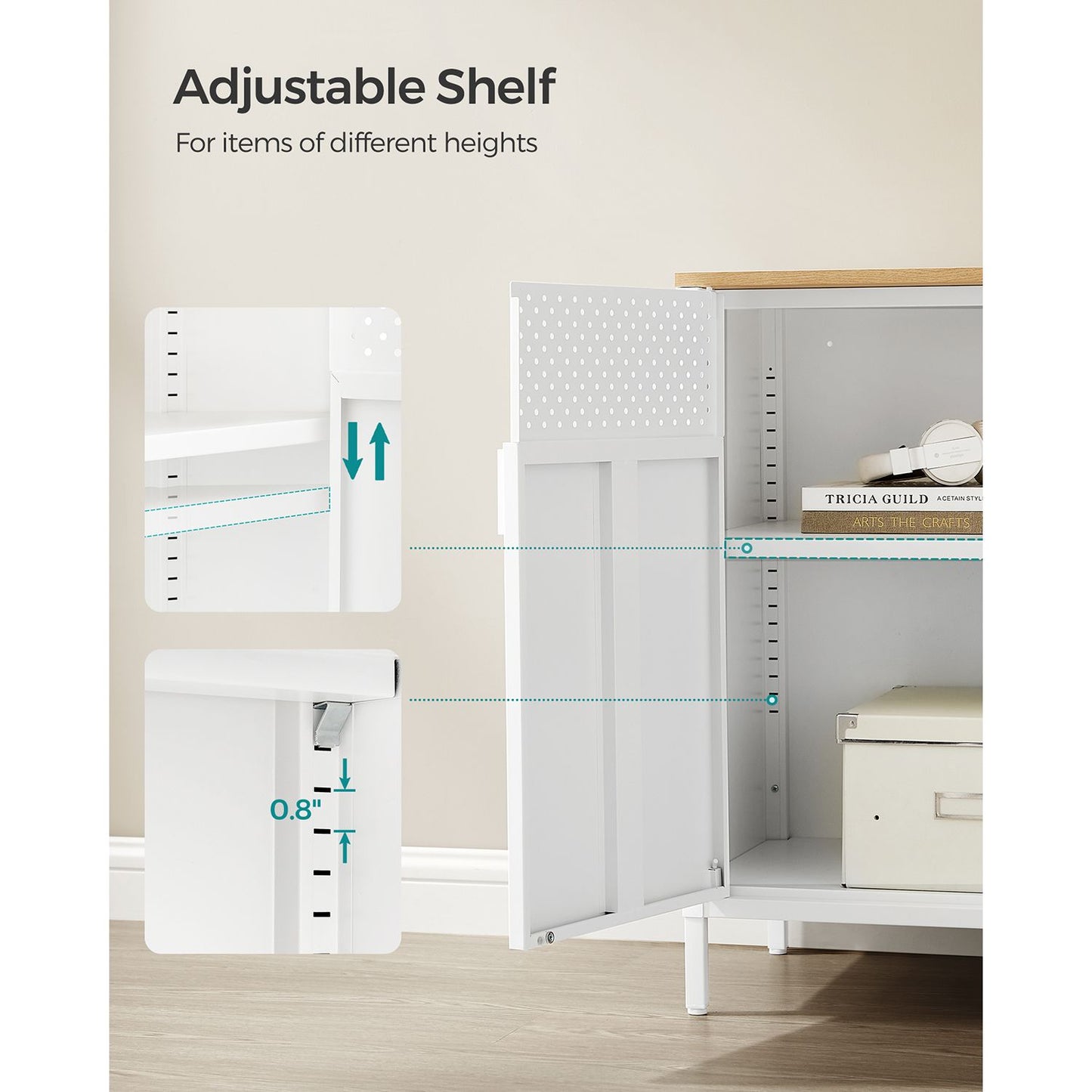 Storage Sideboard, Buffet Table with Adjustable Shelves