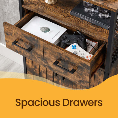 Narrow Bathroom Cabinet, Slim Freestanding Sideboard, for Kitchen or Living Room, Brown and Black - image 4
