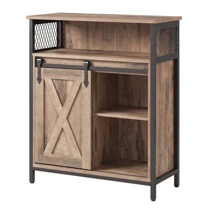 Buffet Cabinet, Sideboard with Open Compartment, Sliding Barn Door