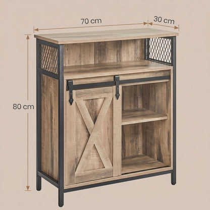 Buffet Cabinet, Sideboard with Open Compartment, Sliding Barn Door
