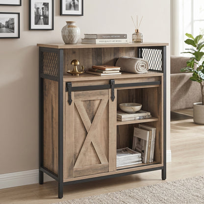 Buffet Cabinet, Sideboard with Open Compartment, Sliding Barn Door