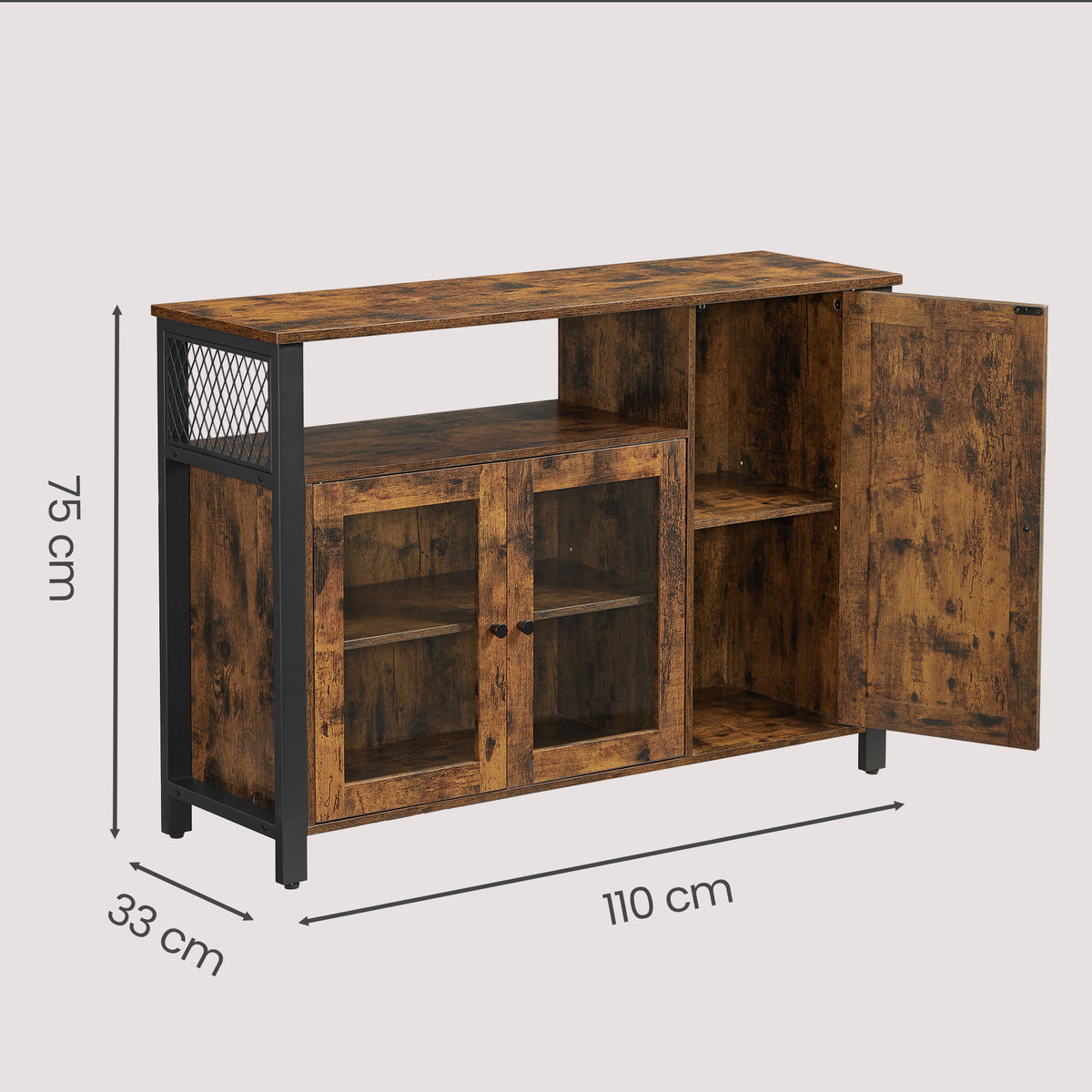 Sideboard, Storage Cabinet, Buffet Table with 3 Doors