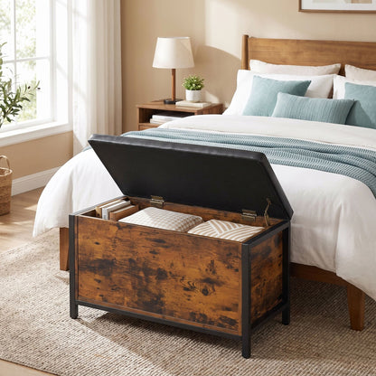 Storage Bench With Padded Seat, Storage Chest For Bedroom, Entryway