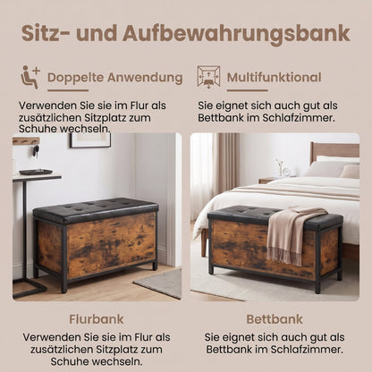 Storage Bench With Padded Seat, Storage Chest For Bedroom, Entryway