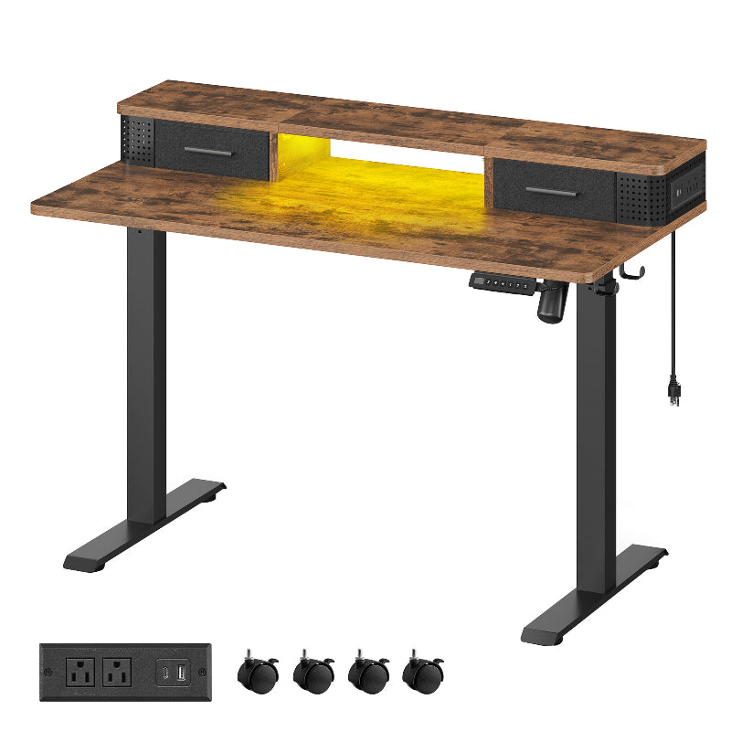 Electric Standing Desk with Drawers