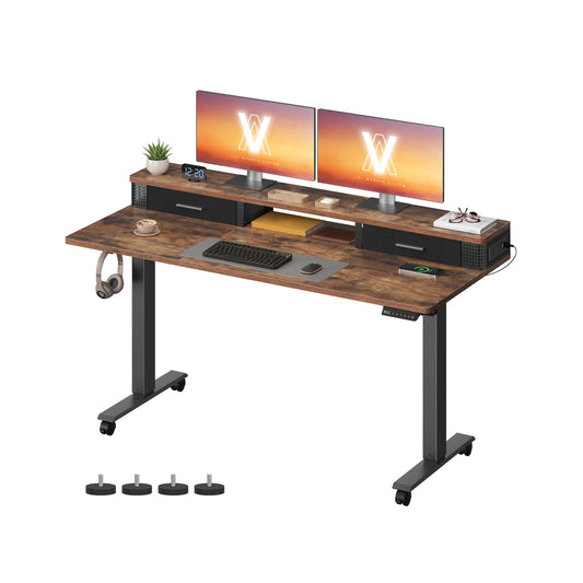 Electric Standing Desk with Drawers