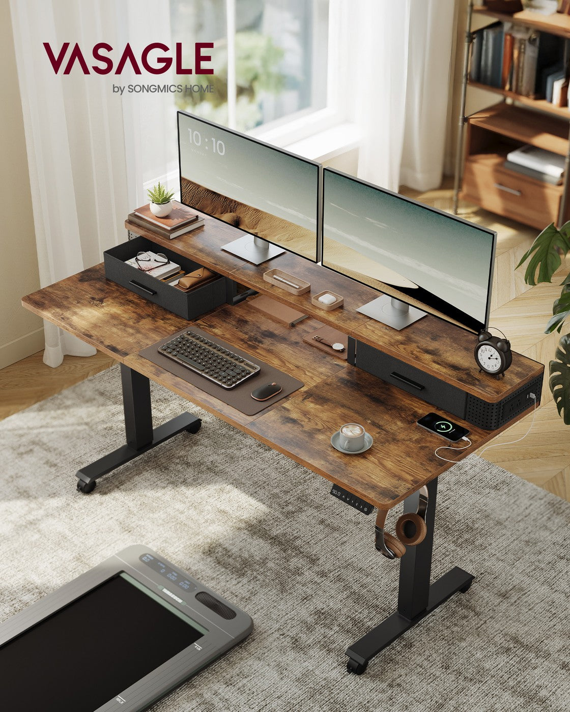 Electric Standing Desk with Drawers