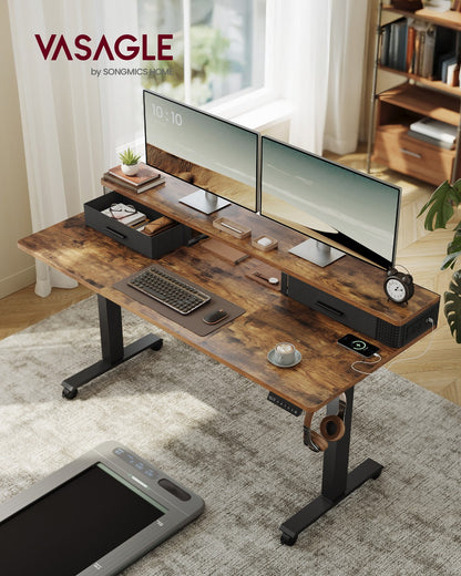Electric Standing Desk with Drawers