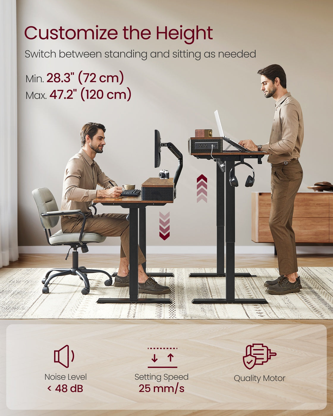 Electric Standing Desk with Drawers