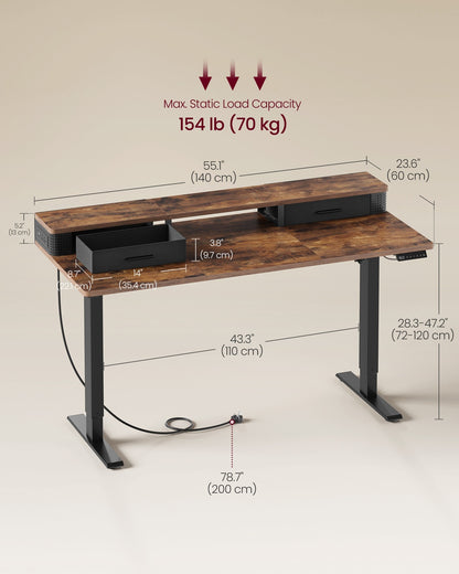 Electric Standing Desk with Drawers