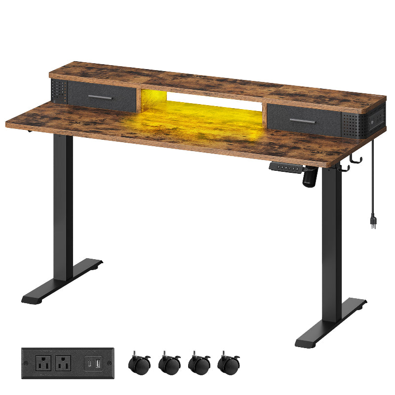 Electric Standing Desk with Drawers