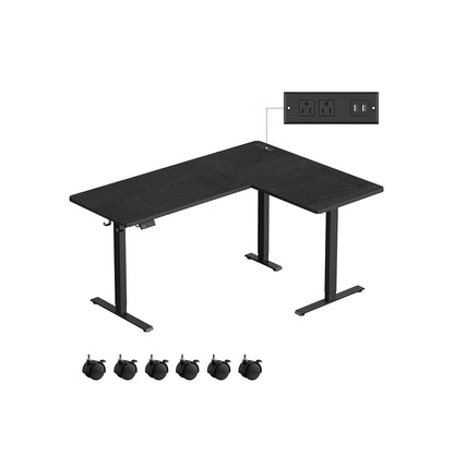 L-Shaped Electric Standing Desk with Power Outlets