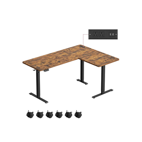 L-Shaped Electric Standing Desk with Power Outlets