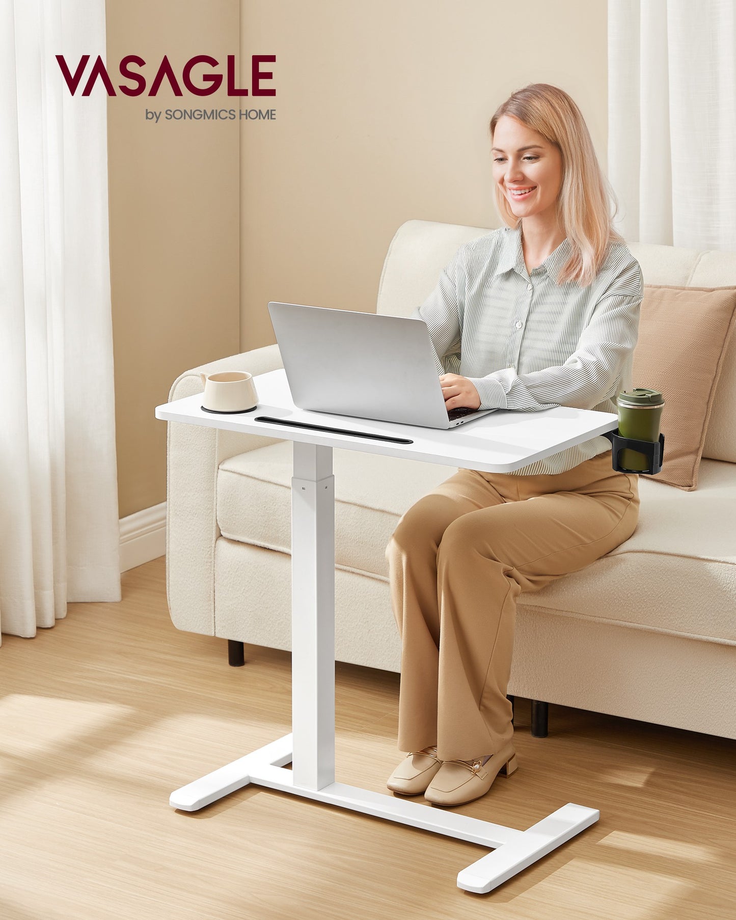 Small Standing Desk with Wheels, Mobile Height Adjustable Stand Up Desk - image 2