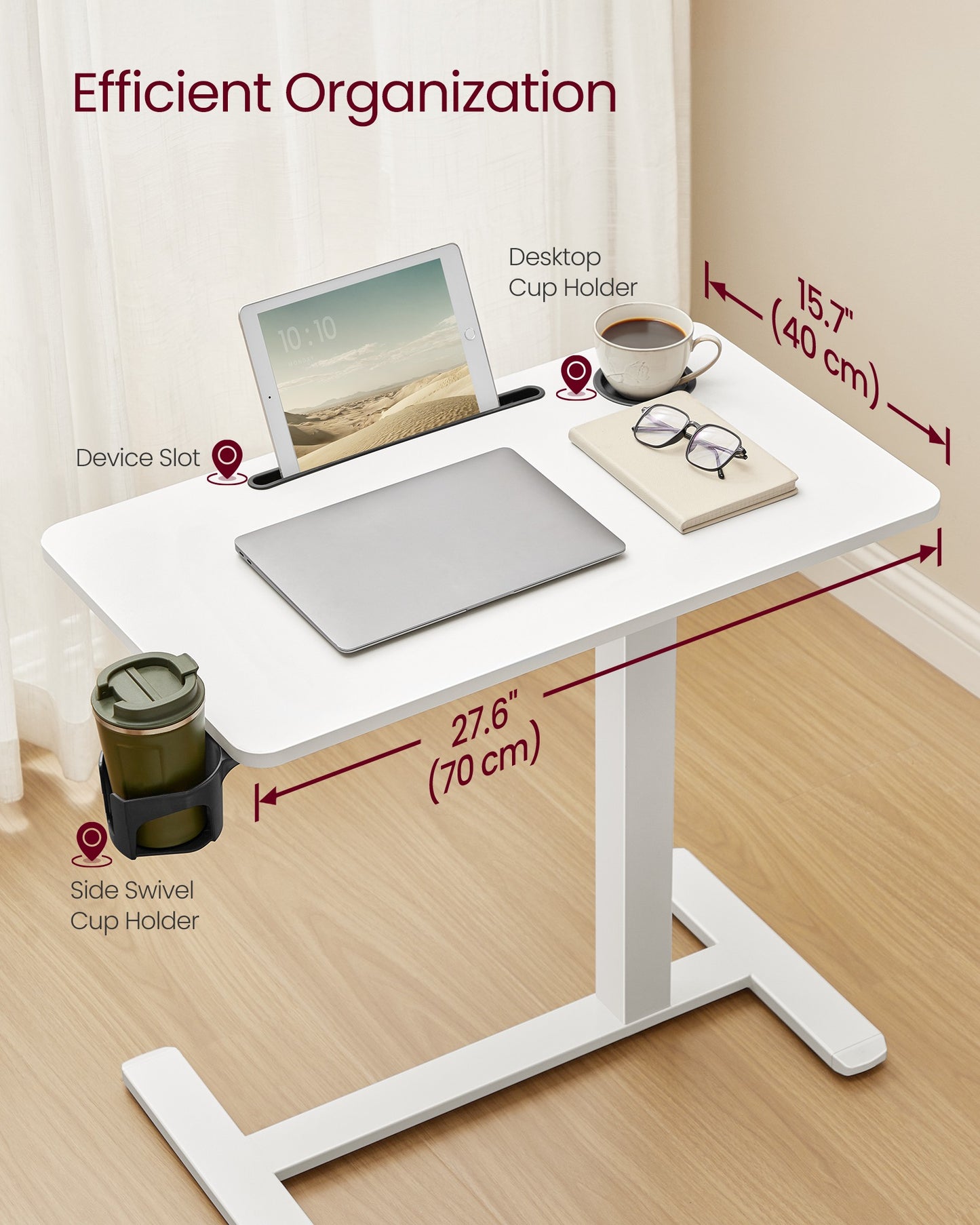 Small Standing Desk with Wheels, Mobile Height Adjustable Stand Up Desk - image 5