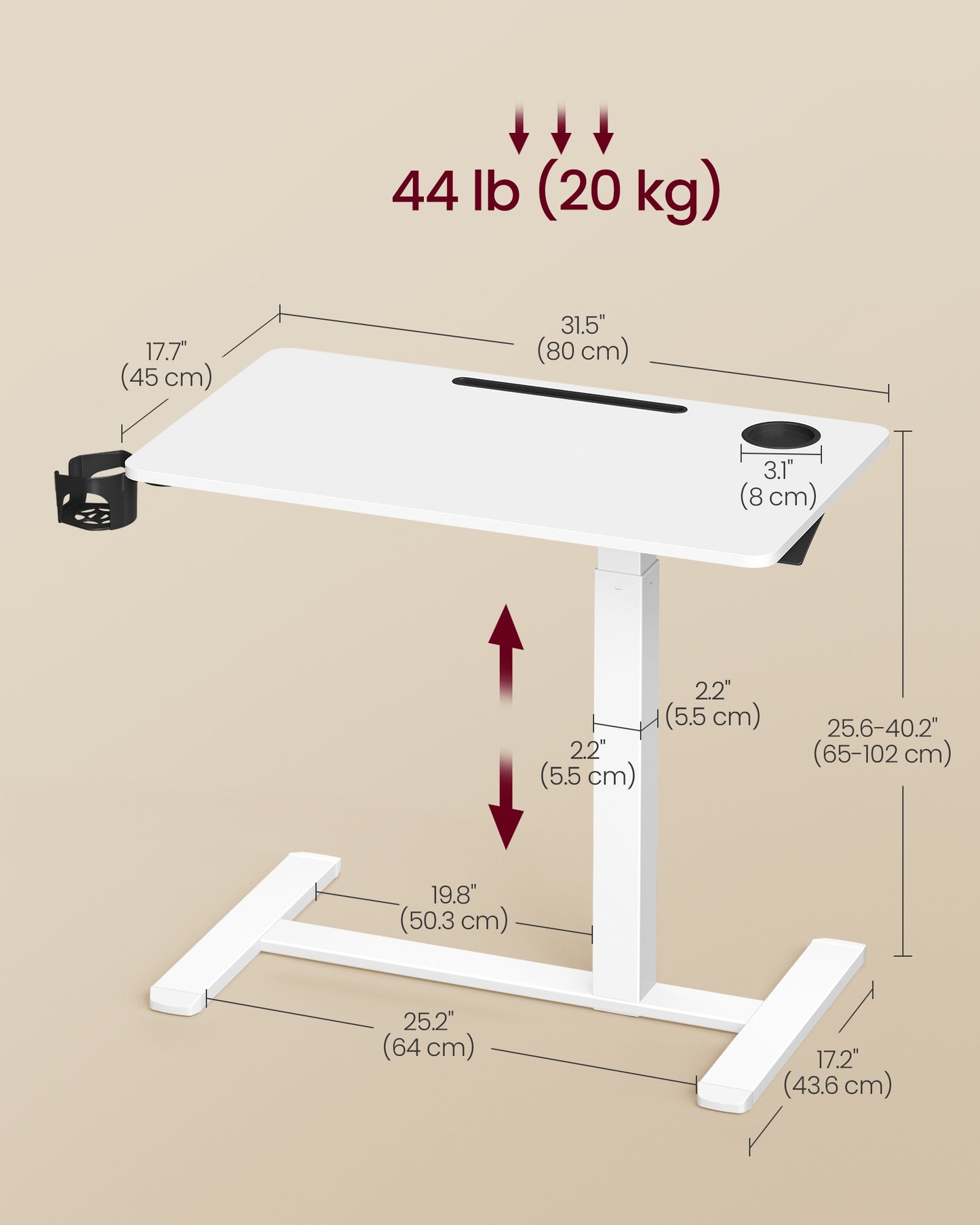 Small Standing Desk with Wheels, Mobile Height Adjustable Stand Up Desk - image 12