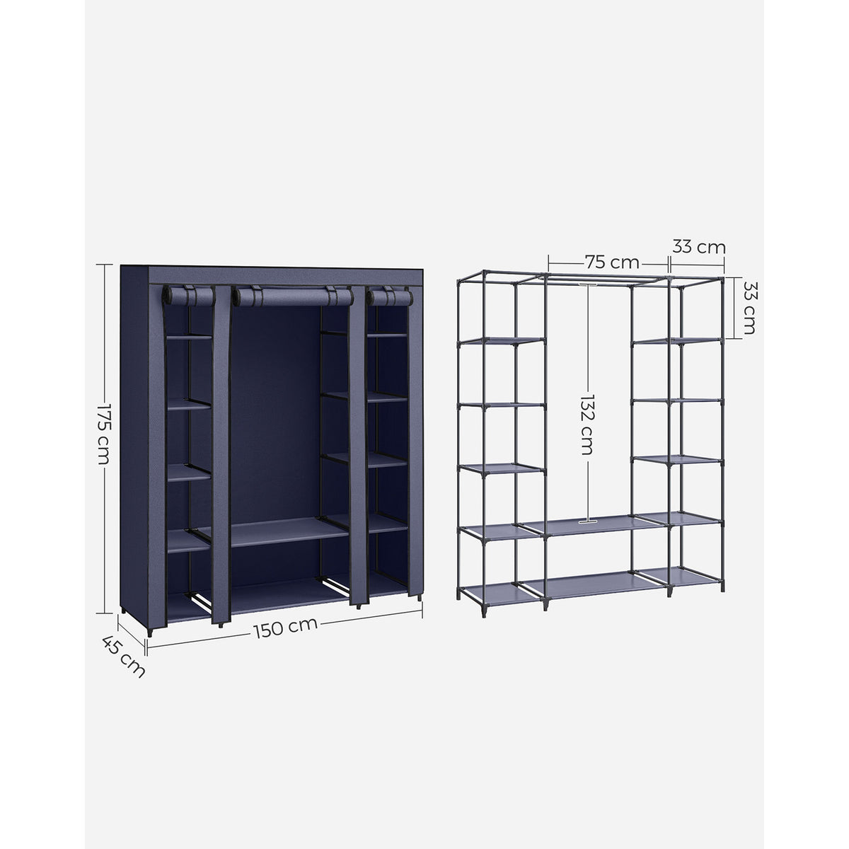 Fabric Wardrobe Navy Blue
