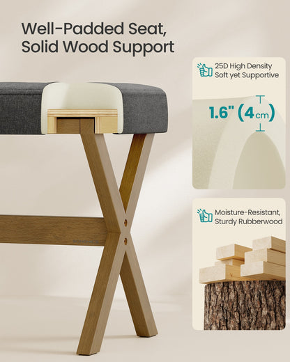 Makeup Stool, Padded Foot Rest, 12.6 x 16.5 x 18.1 Inches, Gray and Brown - image 5