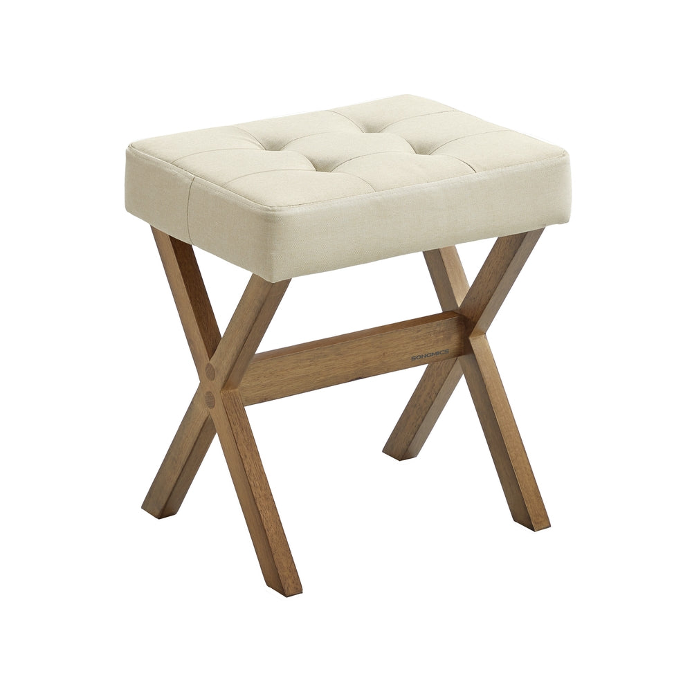 Makeup Stool, Padded Foot Rest, 12.6 x 16.5 x 18.1 Inches, Gray and Brown - image 24