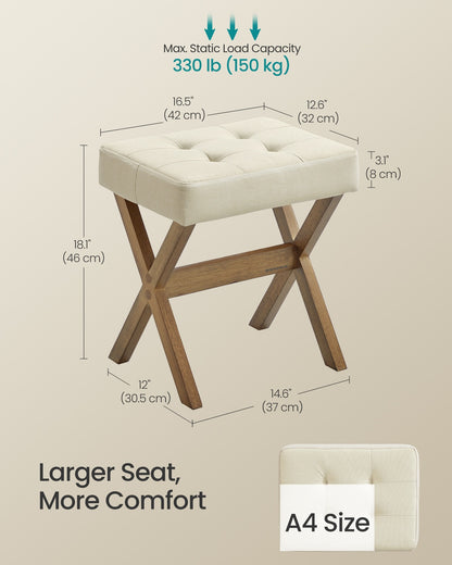 Makeup Stool, Padded Foot Rest, 12.6 x 16.5 x 18.1 Inches, Gray and Brown - image 14