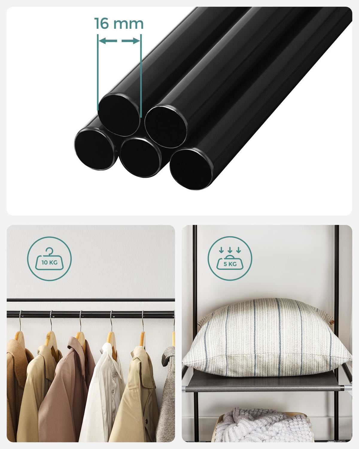 Black Folding Fabric Wardrobe