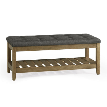 Storage Ottoman, Solid Wood Frame, 15.7 x 42.9 x 17.7 Inches, Slate Gray - image 13