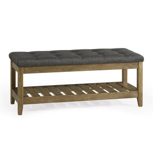Storage Ottoman, Solid Wood Frame, 15.7 x 42.9 x 17.7 Inches, Slate Gray - image 13