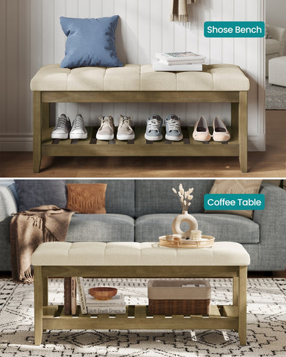 Storage Ottoman, Solid Wood Frame, 15.7 x 42.9 x 17.7 Inches, Slate Gray - image 11