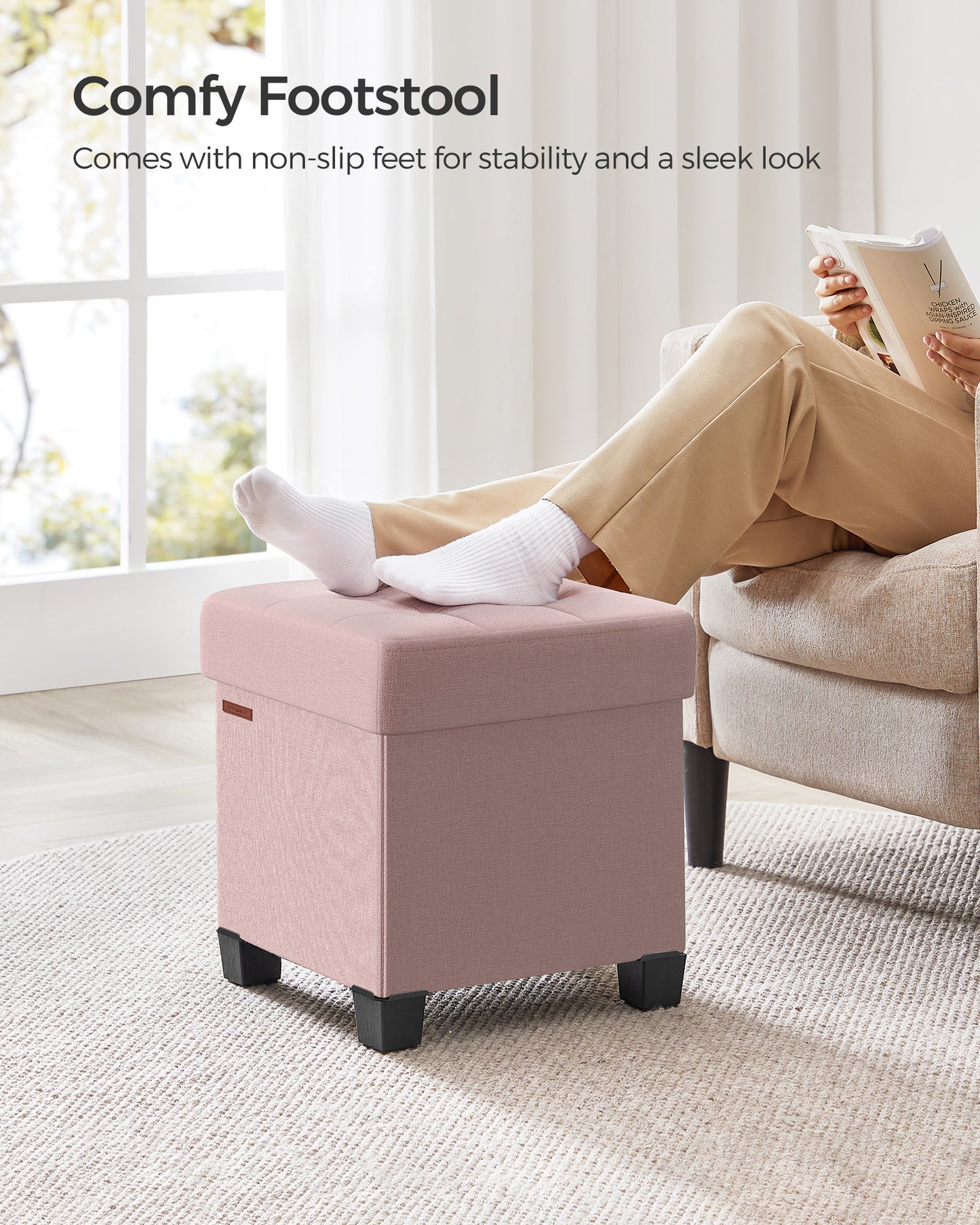 Small Ottoman Foot Rest with Legs - image 10