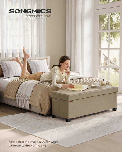 43" Wide Small Storage Ottoman with Legs
