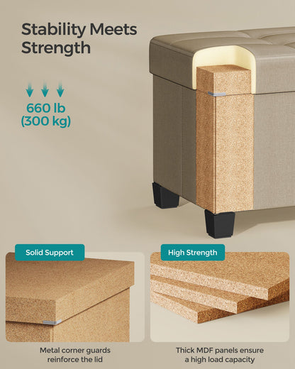 43" Wide Small Storage Ottoman with Legs
