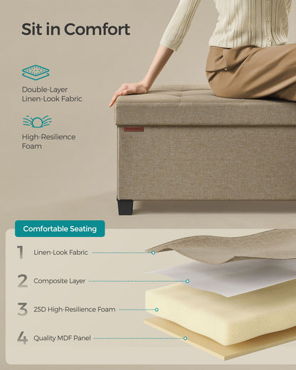 43" Wide Small Storage Ottoman with Legs