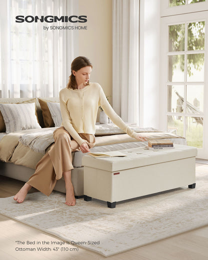 43" Wide Small Storage Ottoman with Legs