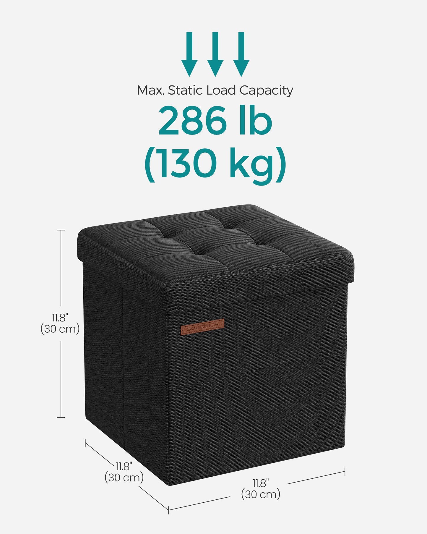 11.8 Inches Small Folding Storage Ottoman Cube