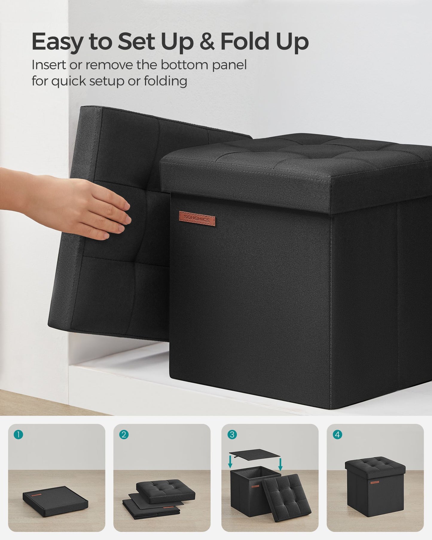 11.8 Inches Small Folding Storage Ottoman Cube