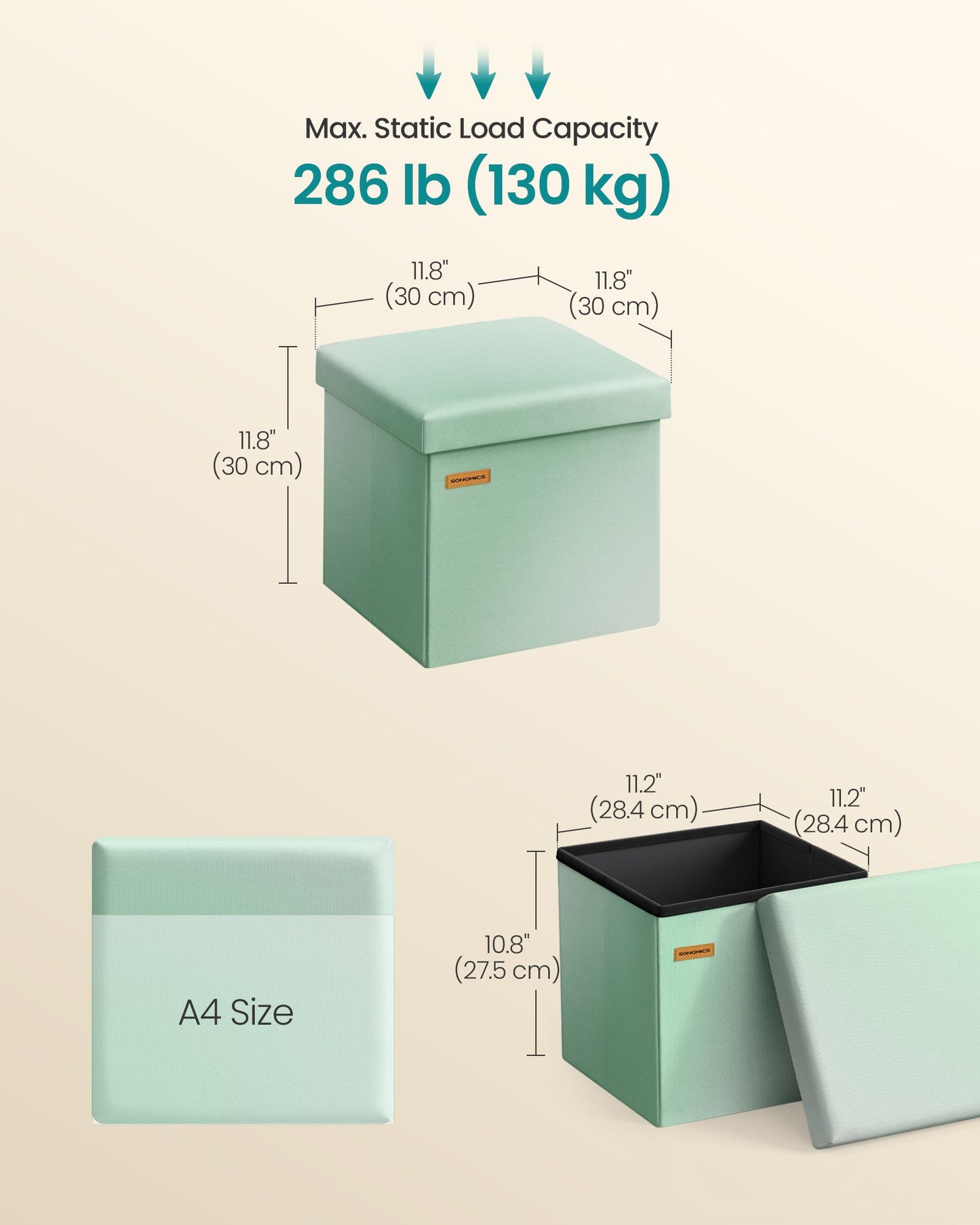 Folding Storage Ottoman Bench - image 5