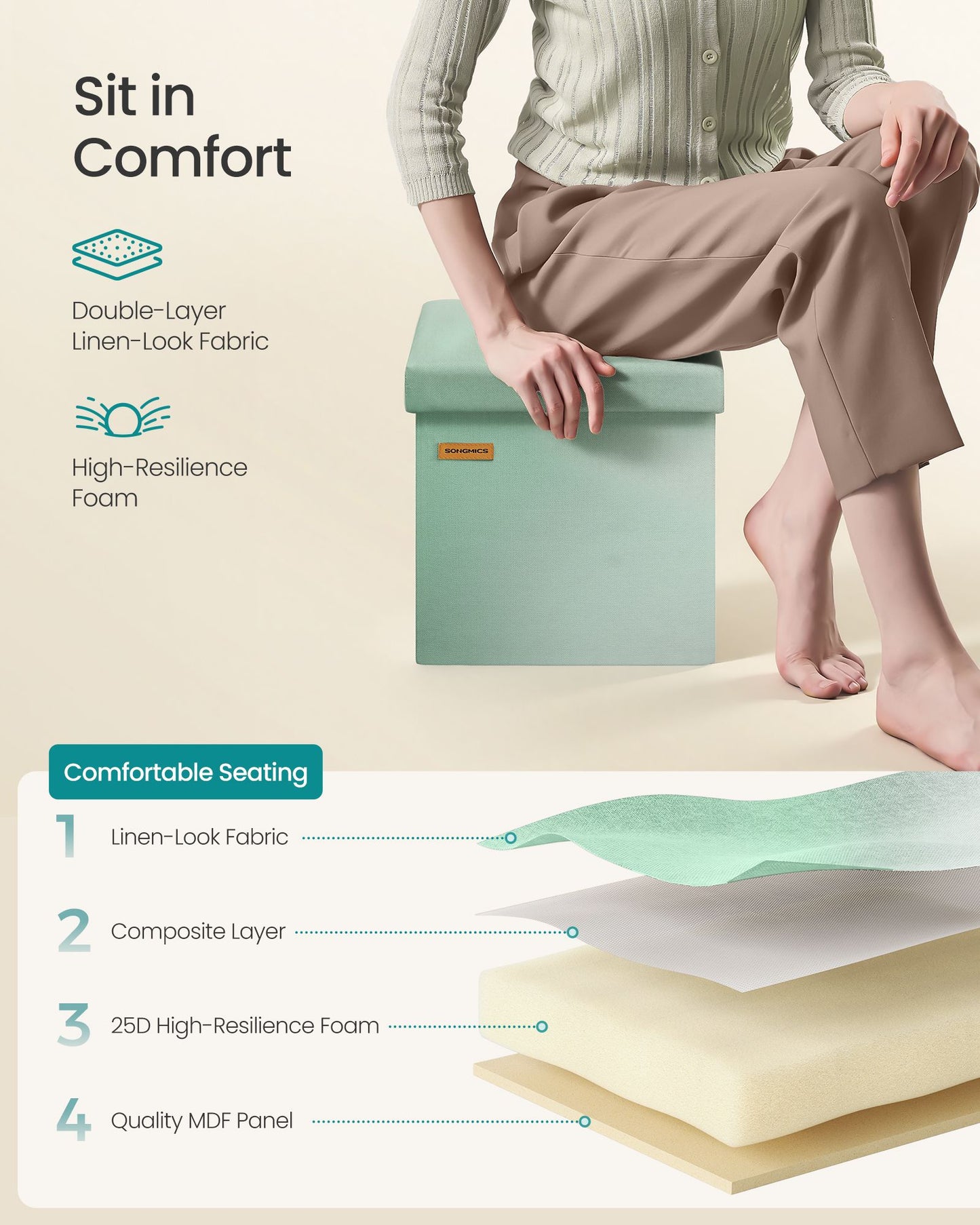 Folding Storage Ottoman Bench - image 6