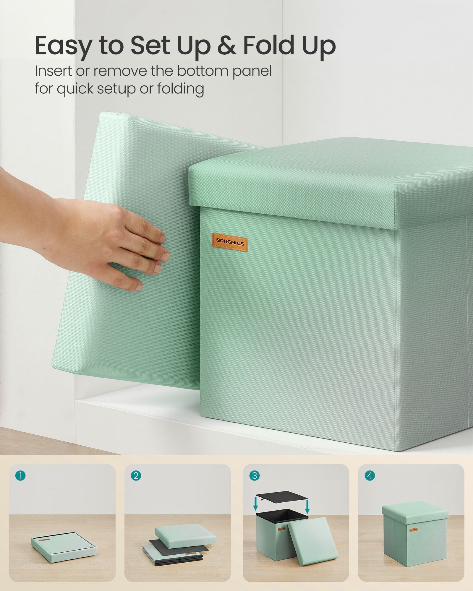 Folding Storage Ottoman Bench - image 7