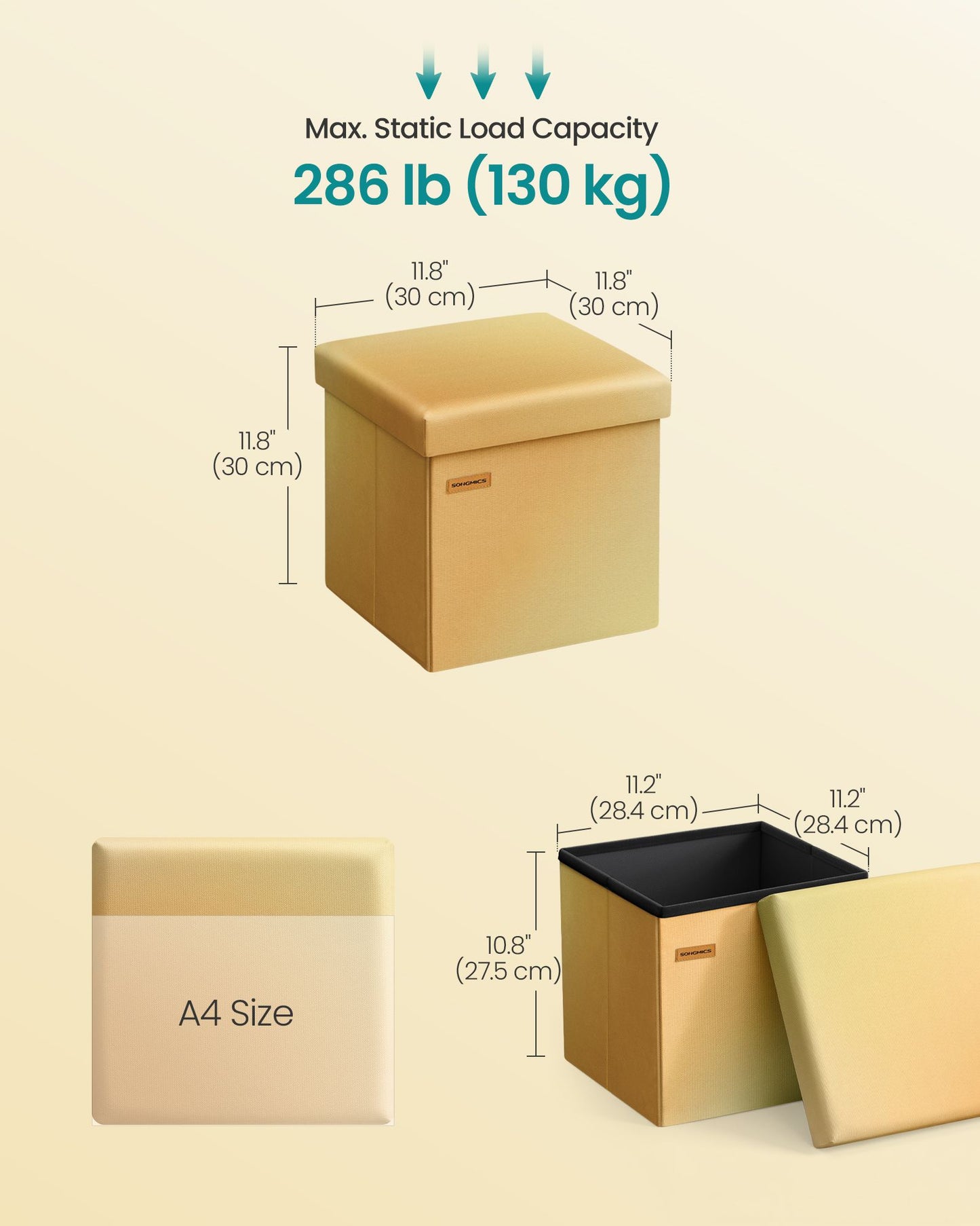 Folding Storage Ottoman Bench - image 9