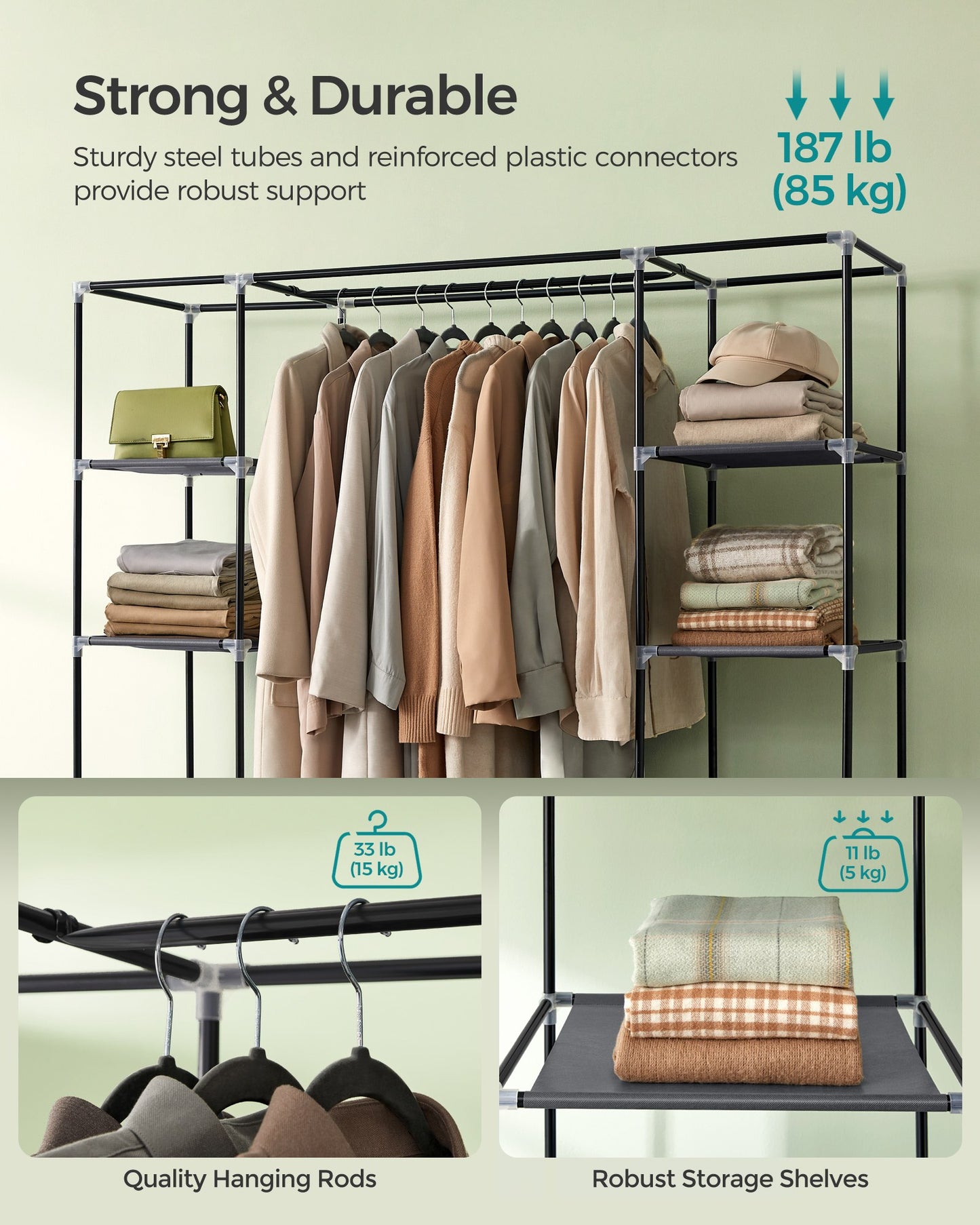Closet Wardrobe with Non-Woven Fabric Cover - image 3