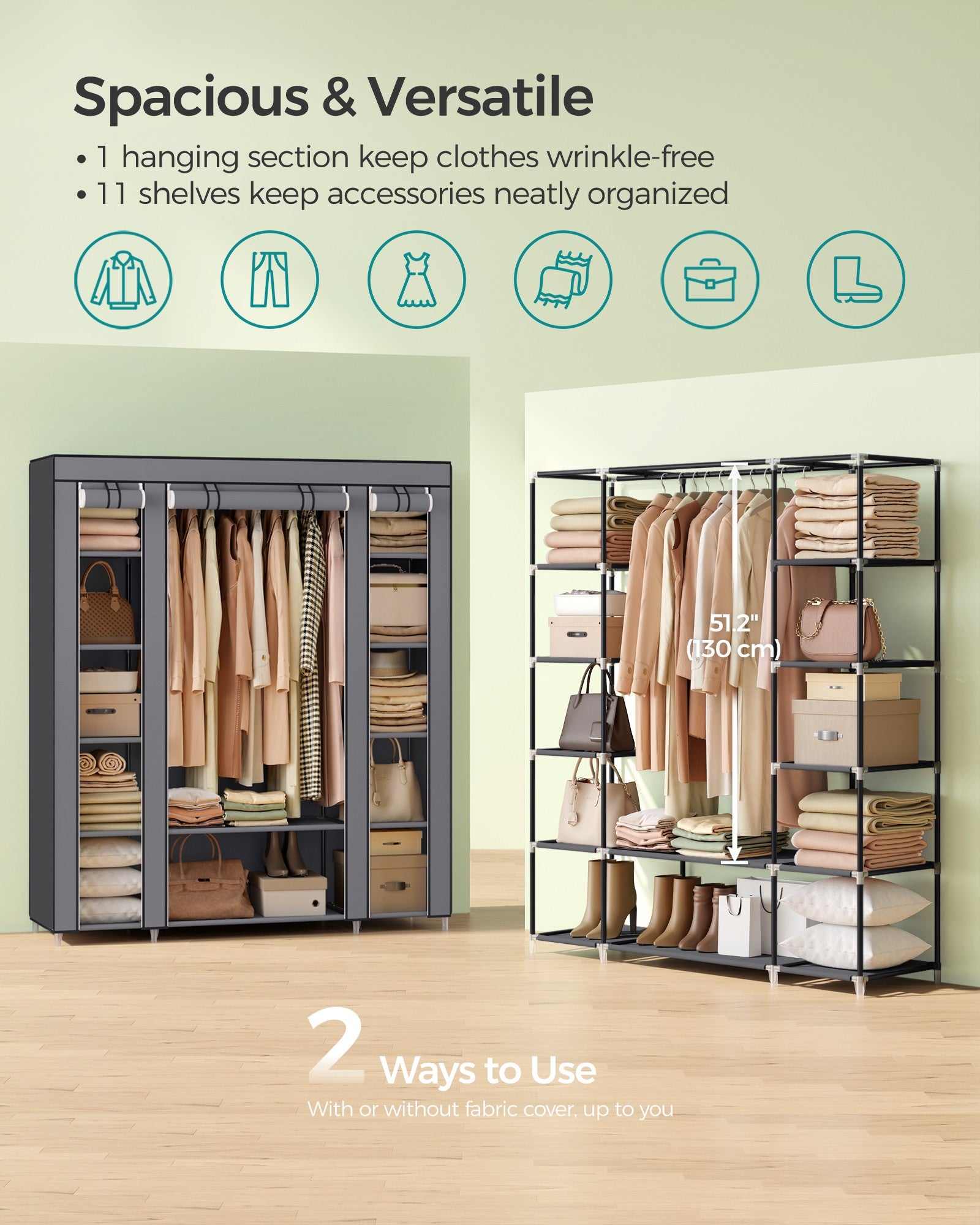 Closet Wardrobe with Non-Woven Fabric Cover - image 4