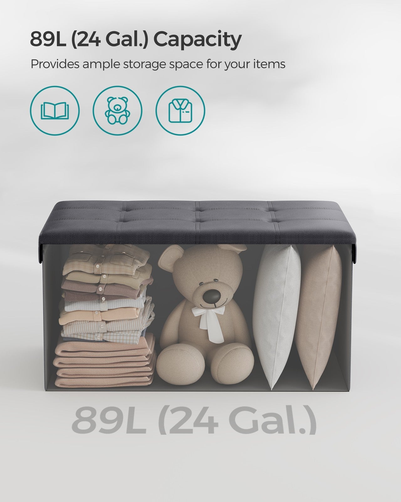 110 cm Ottoman Storage Box Dark Grey - image 28