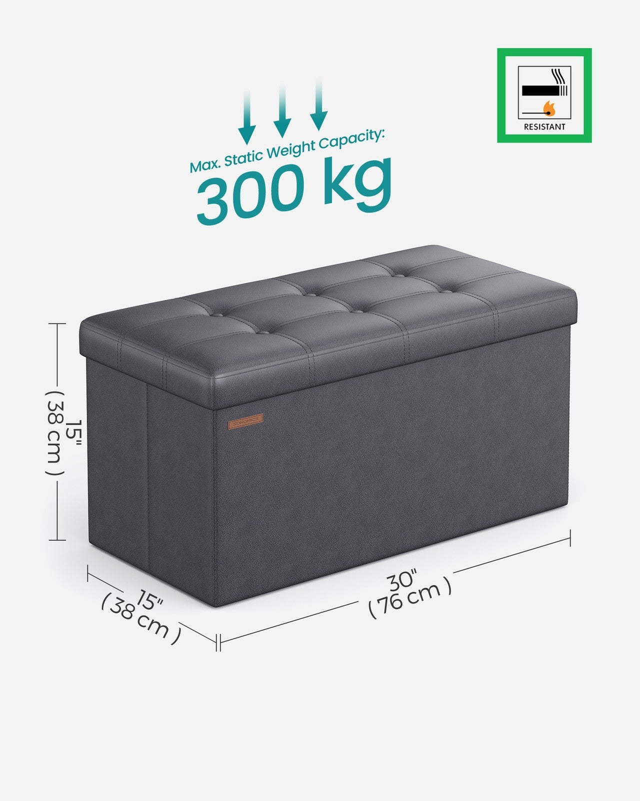 110 cm Ottoman Storage Box Dark Grey - image 29