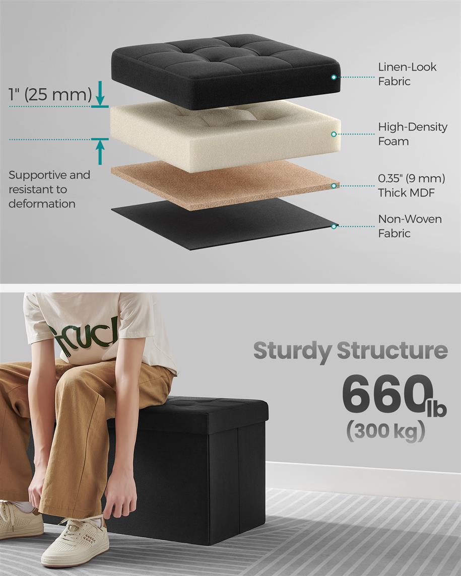 Foldable Storage Ottoman - HWLEXTRA 